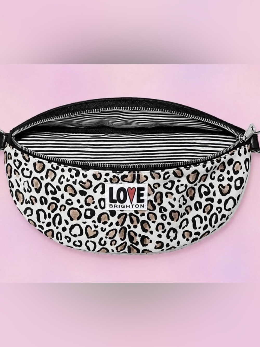 Brighton Love Leopard Print Crossbody Belt Bag - White, Tan, Black